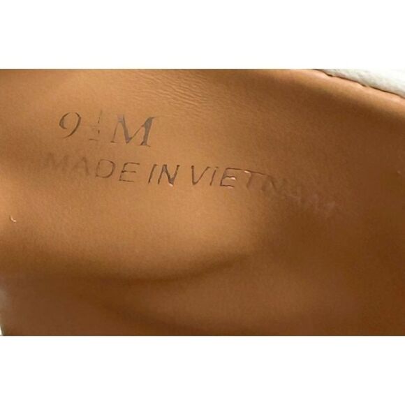 Lisa Vicky Sandals Womens Size 9.5 White Leather Open Toe Heels With Chain - Picture 8 of 9